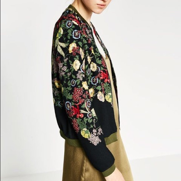 Zara Floral Bomber Jacket - Picture 2 of 2